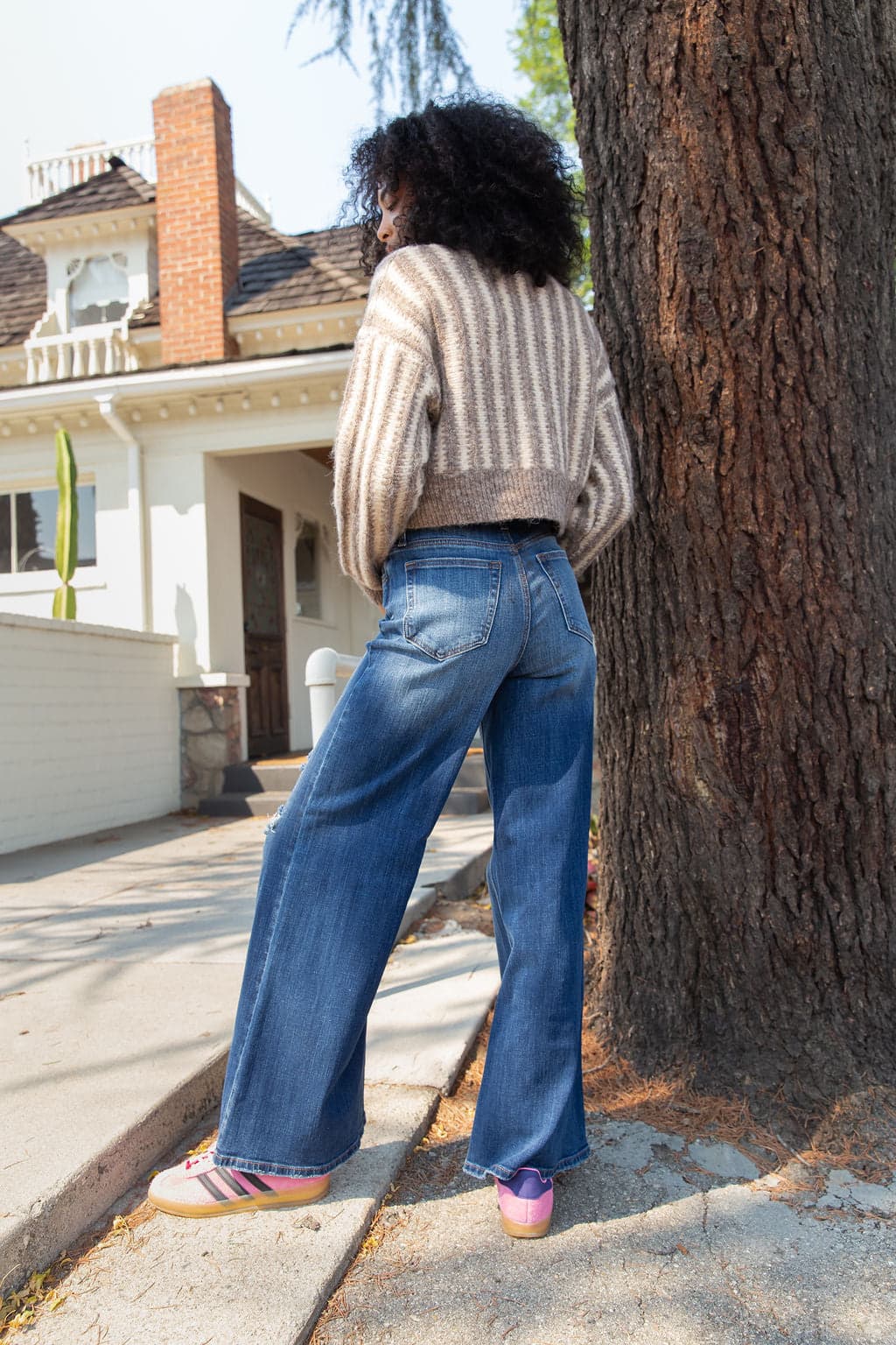 The Hazel Distressed Wide Leg Jeans